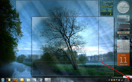 Windows 7 Desktop - peaking through open windows